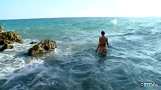 Tourists find a nudist beach plus have doggy style sex when no one is looking