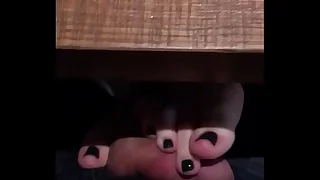 Public FootJob in tearoom
